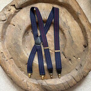 Pelican USA-made suspenders braces navy burgundy gold-tone hardware adjustable